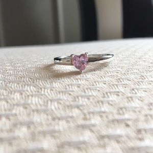 Pink Zirconia and Sterling Silver Ring Size 8